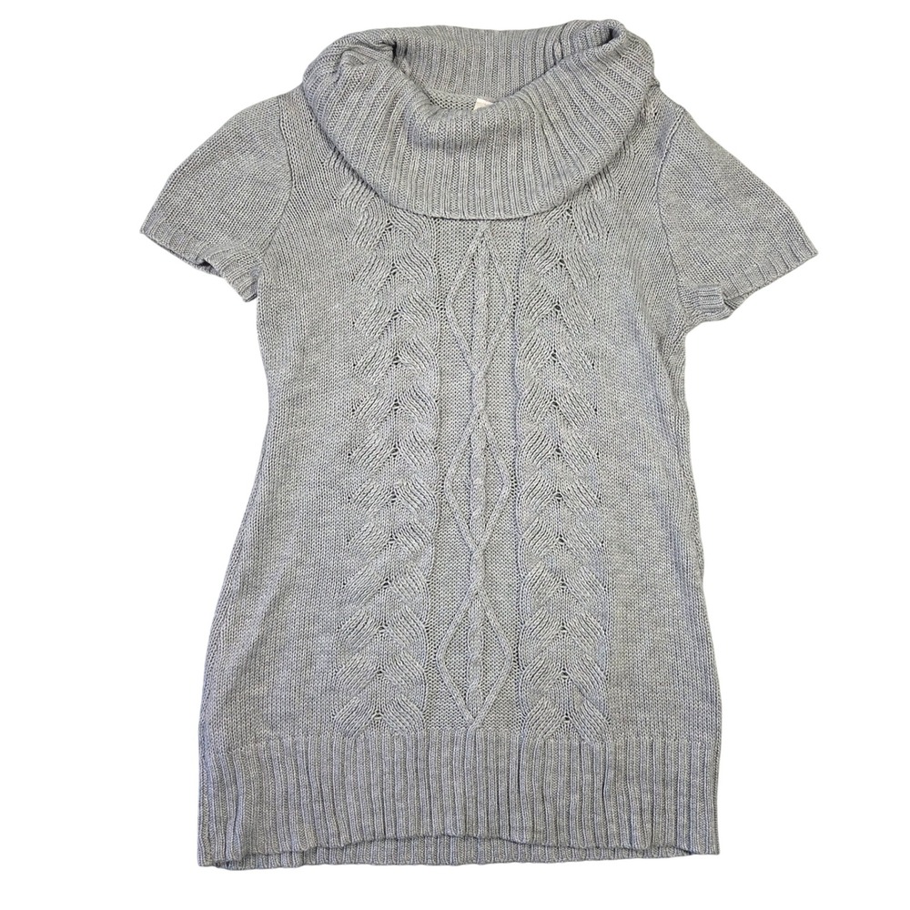 No Boundaries Womens XXL Cowl Neck Cable Knit Short Sleeve Sweater Dress Boho